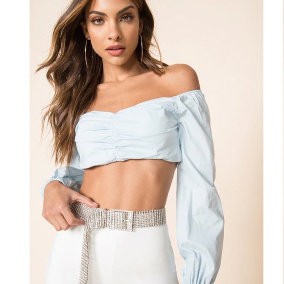 superdown Tops - NWT Superdown Macy Balloon Sleeve Crop Top Sz XS